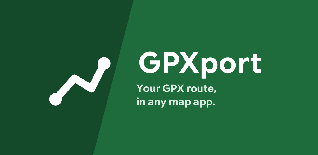 GPXport feature graphic showing a GPX track becoming a route on a map
